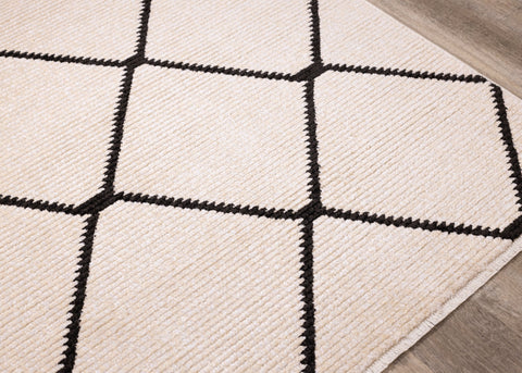 Calabar Cream Grey Lattice Rug by Kalora Interiors