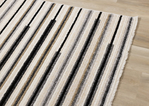Calabar Cream Grey Beige Piano Key Pattern Rug by Kalora Interiors