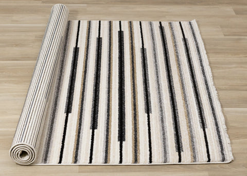 Calabar Cream Grey Beige Piano Key Pattern Rug by Kalora Interiors