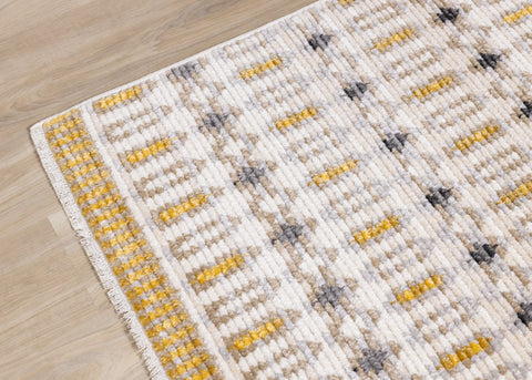 Calabar Cream Yellow Grey Bold Southwestern Rug by Kalora Interiors