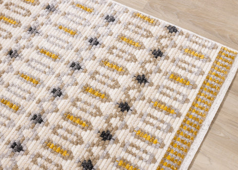 Calabar Cream Yellow Grey Bold Southwestern Rug by Kalora Interiors