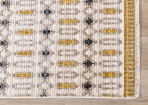 Calabar Cream Yellow Grey Bold Southwestern Rug by Kalora Interiors