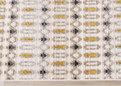 Calabar Cream Yellow Grey Bold Southwestern Rug by Kalora Interiors