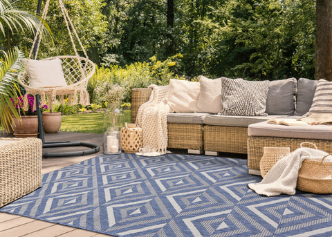 Canopy Blue Grey Geometric Indoor/Outdoor Rug by Kalora Interiors