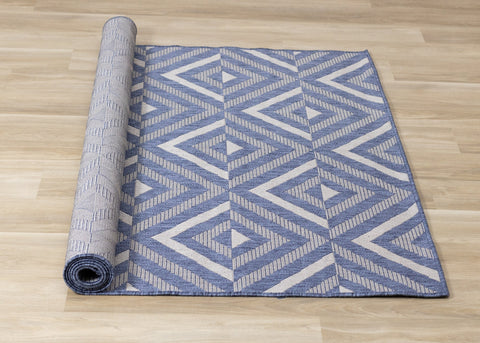 Canopy Blue Grey Geometric Indoor/Outdoor Rug by Kalora Interiors