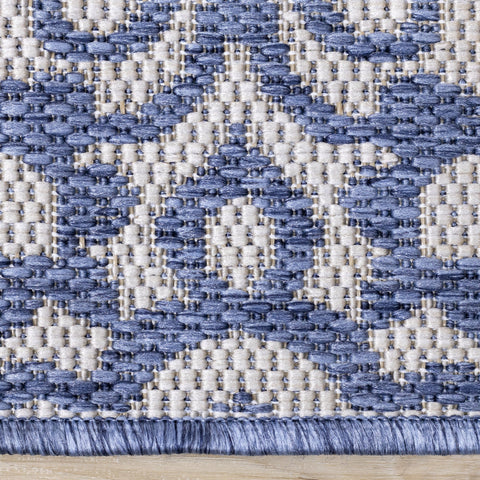 Canopy Blue Damask Flatweave Outdoor Rug by Kalora Interiors