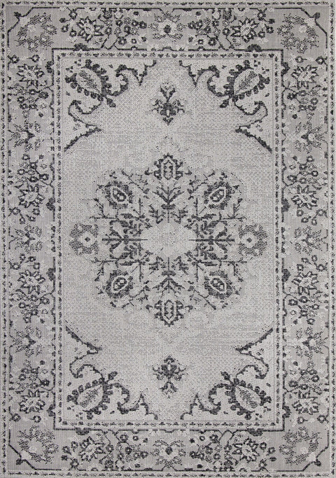 Canopy Grey Black Traditional Indoor/Outdoor Rug by Kalora Interiors
