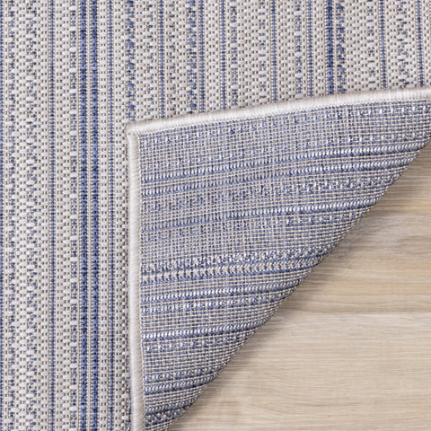 Canopy Outdoor Grey Blue Striped Indoor/Outdoor Rug by Kalora Interiors