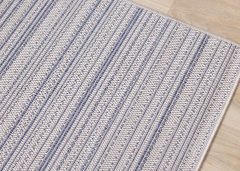 Canopy Outdoor Grey Blue Striped Indoor/Outdoor Rug by Kalora Interiors