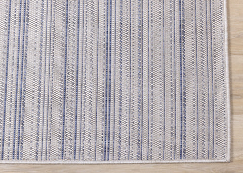 Canopy Outdoor Grey Blue Striped Indoor/Outdoor Rug by Kalora Interiors