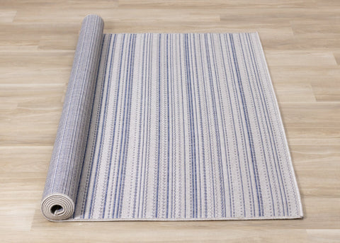 Canopy Outdoor Grey Blue Striped Indoor/Outdoor Rug by Kalora Interiors