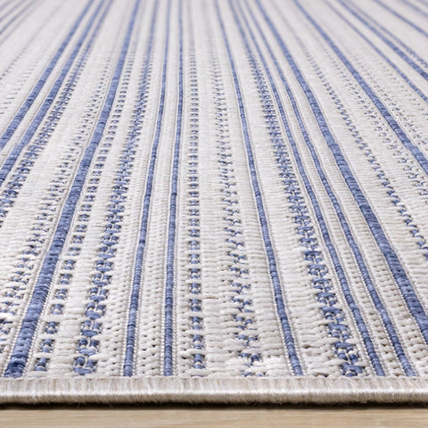 Canopy Outdoor Grey Blue Striped Indoor/Outdoor Rug by Kalora Interiors