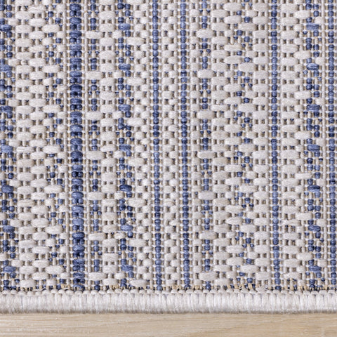 Canopy Outdoor Grey Blue Striped Indoor/Outdoor Rug by Kalora Interiors