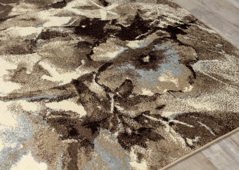 Casa Cream Brown Botanical Rug by Kalora Interiors