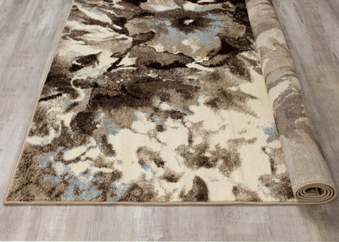 Casa Cream Brown Botanical Rug by Kalora Interiors