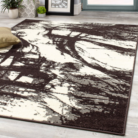 Castella 3768_271 Brown Ink Strokes Abstract Area Rug by Novelle Home