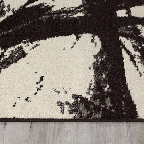 Castella 3768_271 Brown Ink Strokes Abstract Area Rug by Novelle Home