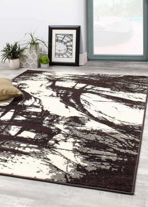 Castella 3768_271 Brown Ink Strokes Abstract Area Rug by Novelle Home