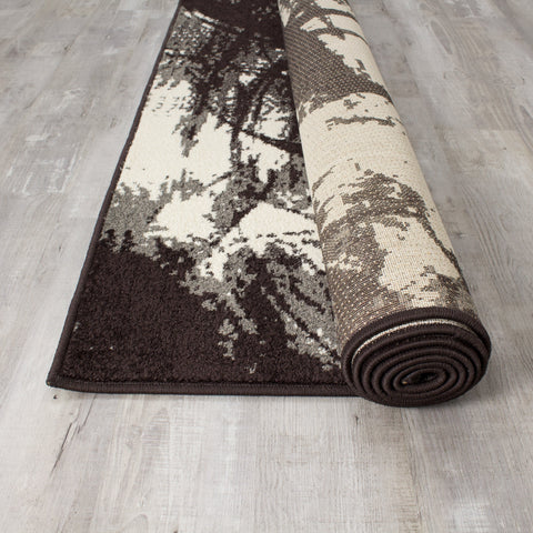 Castella 3768_271 Brown Ink Strokes Abstract Area Rug by Novelle Home