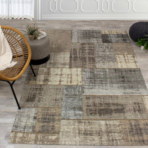 Cathedral 5307_04 Distressed Patchwork Area Rug by Kalora Interiors