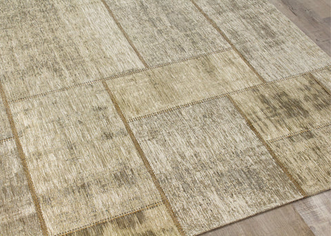 Cathedral 5309_09 Cream Grey Distressed Patchwork Area Rug by Kalora Interiors