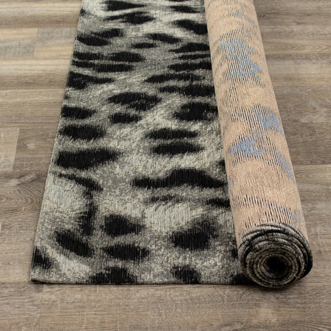 Cathedral 5388_14 Grey Black Leopard Print Rug By Kalora Interiors
