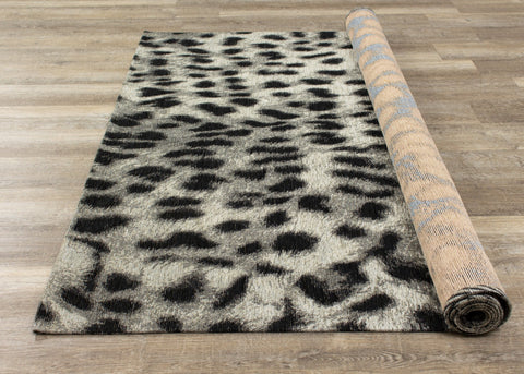Cathedral Grey Black Leopard Print Rug by Kalora Interiors