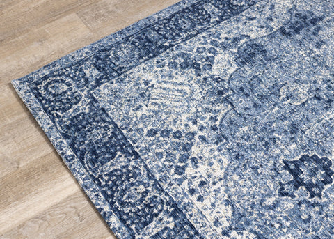Cathedral Blue Cream Elaborate Border Rug by Kalora Interiors