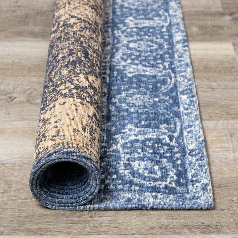 Cathedral Blue Cream Elaborate Border Rug by Kalora Interiors