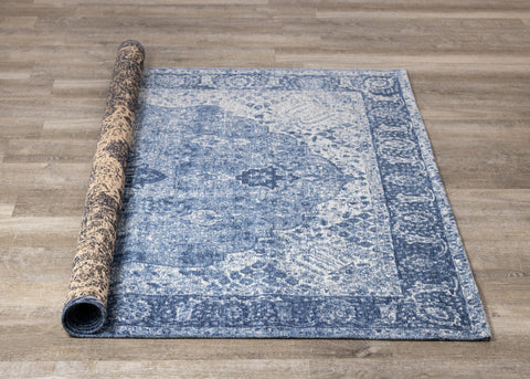 Cathedral Blue Cream Elaborate Border Rug by Kalora Interiors