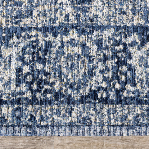 Cathedral Blue Cream Elaborate Border Rug by Kalora Interiors