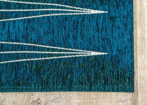 Cathedral Teal Cream Slender Diamonds Rug by Kalora Interiors
