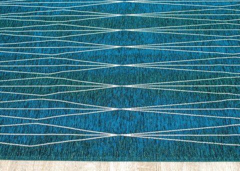 Cathedral Teal Cream Slender Diamonds Rug by Kalora Interiors