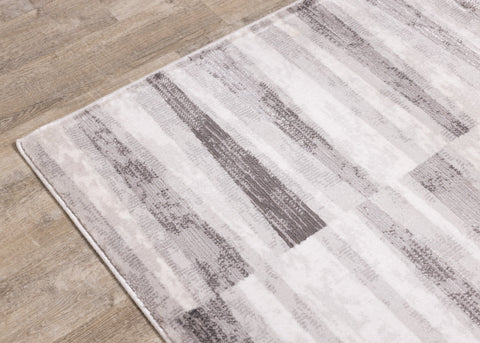Chorus Grey White Striped Rug by Kalora Interiors