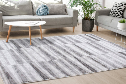 Chorus Grey White Striped Rug by Kalora Interiors