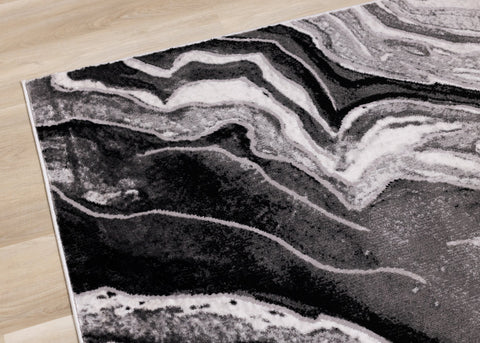 Chorus Grey White Black Rock Profile Rug by Kalora Interiors