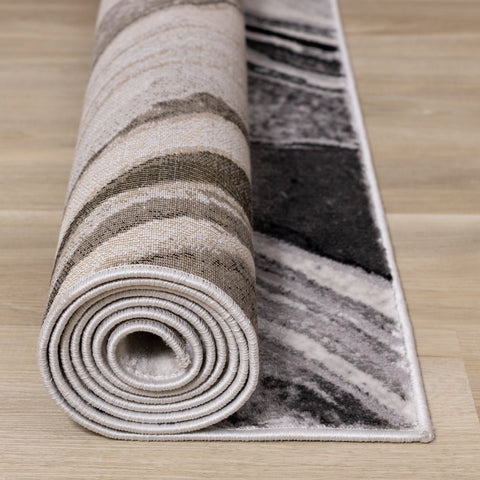 Chorus Grey White Black Rock Profile Rug by Kalora Interiors