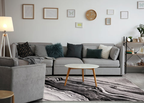 Chorus Grey White Black Rock Profile Rug by Kalora Interiors