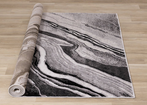 Chorus Grey White Black Rock Profile Rug by Kalora Interiors