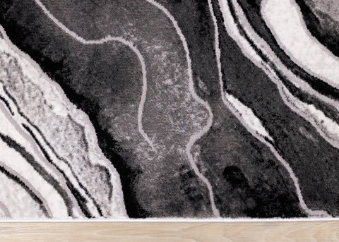 Chorus Grey White Black Rock Profile Rug by Kalora Interiors