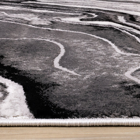 Chorus Grey White Black Rock Profile Rug by Kalora Interiors