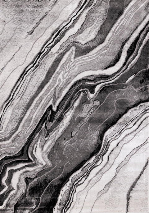 Chorus Grey White Black Rock Profile Rug by Kalora Interiors