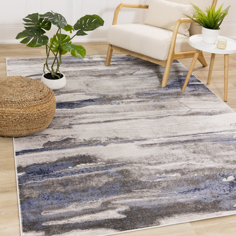 Chorus Blue Grey Calm Sky Rug by Kalora Interiors