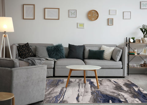 Chorus Blue Grey Calm Sky Rug by Kalora Interiors