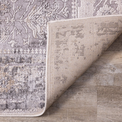 Chorus Grey Beige Elegant Border Rug by Kalora Interiors