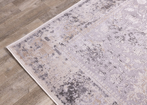 Chorus Grey Beige Elegant Border Rug by Kalora Interiors