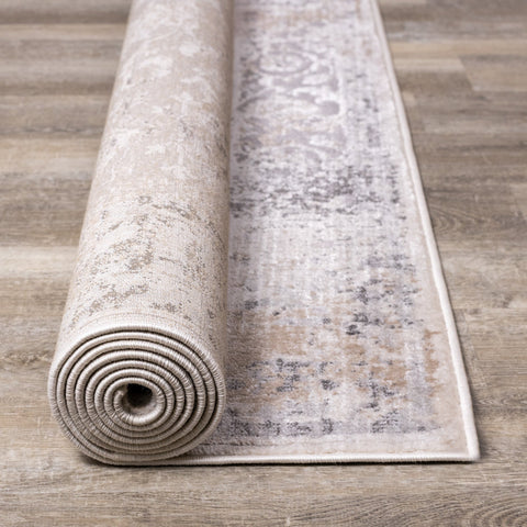 Chorus Grey Beige Elegant Border Rug by Kalora Interiors