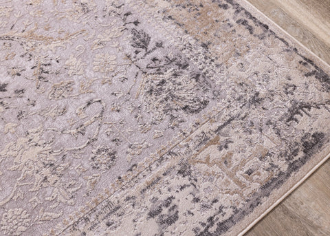 Chorus Grey Beige Elegant Border Rug by Kalora Interiors