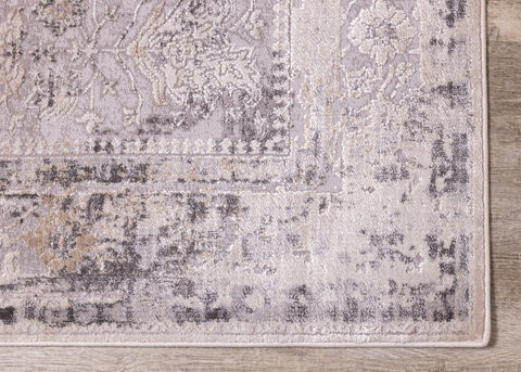 Chorus Grey Beige Elegant Border Rug by Kalora Interiors