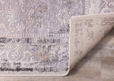 Chorus Grey Beige Elegant Border Rug by Kalora Interiors